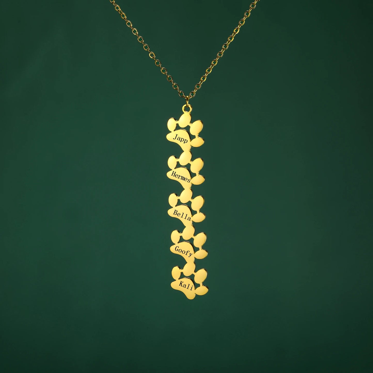 Multiple Paw Charms Necklace