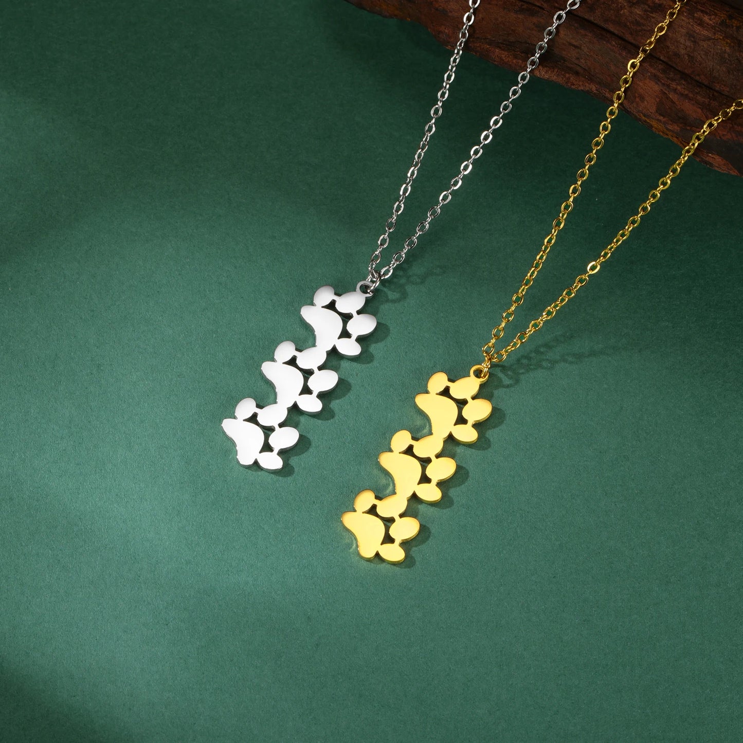 Multiple Paw Charms Necklace