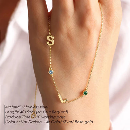 Birthstone and Initial Necklace