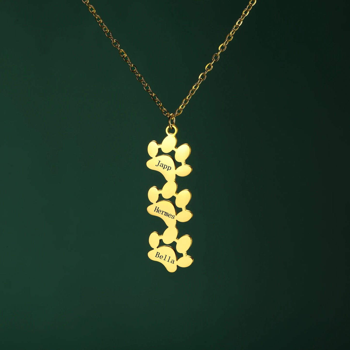 Multiple Paw Charms Necklace