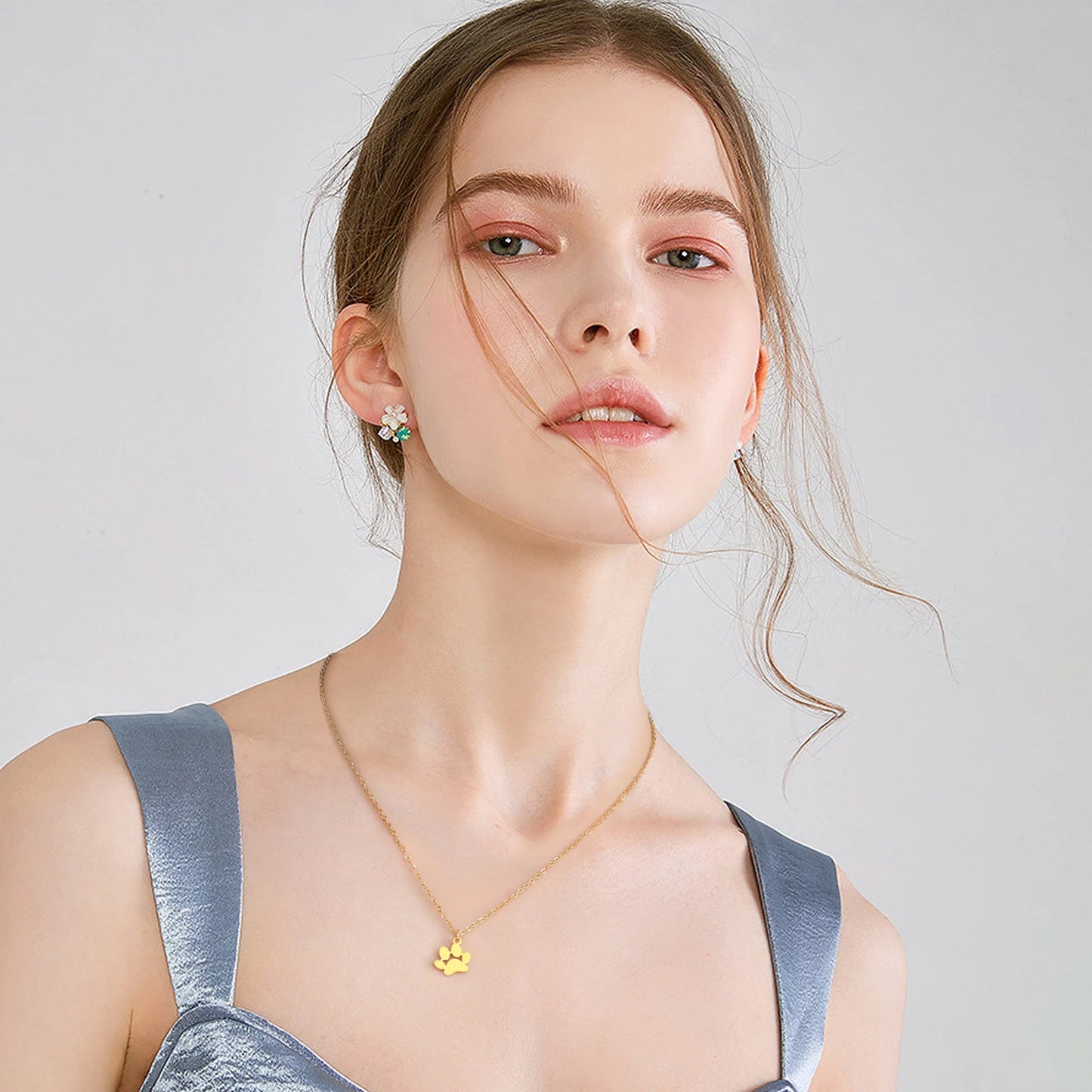 Multiple Paw Charms Necklace