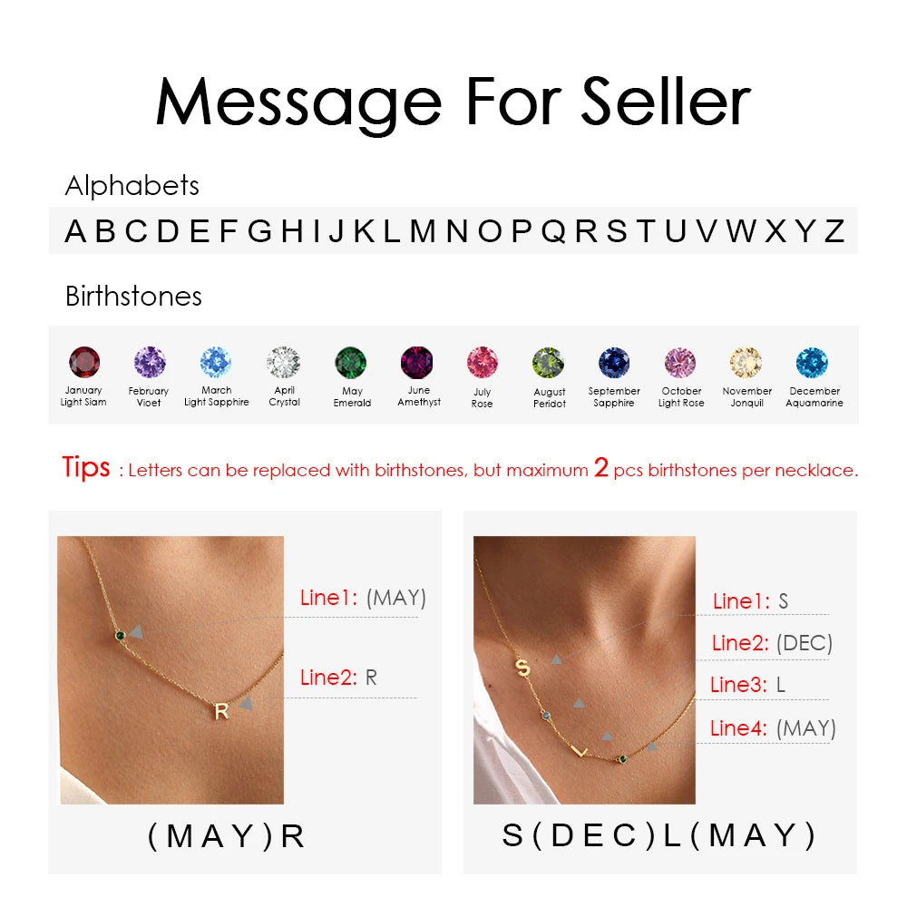 Birthstone and Initial Necklace