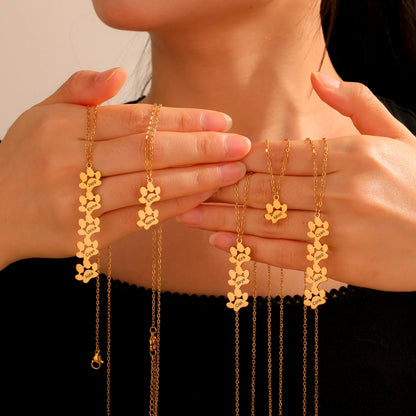 Multiple Paw Charms Necklace